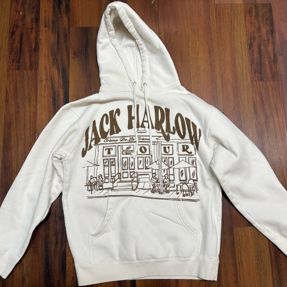 Jack Harlow Tour Hoodie - Cream with Brown Print